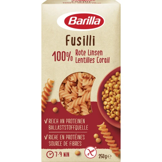 Barilla Fusilli Rote Linsen 250G 1 Barilla Fusilli Rote Linsen 250G