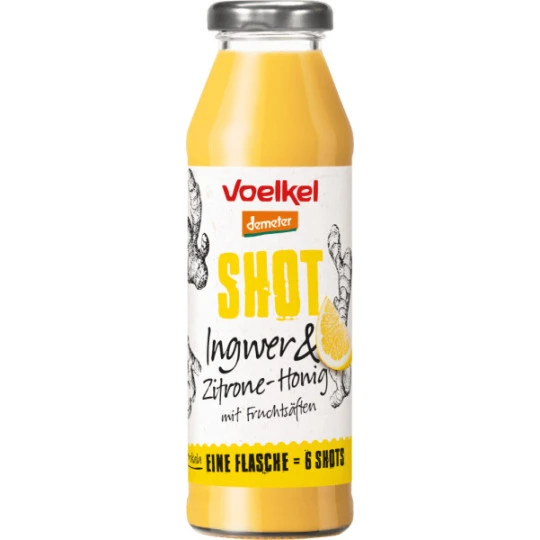 Voelkel Demeter Shot Ingwer & Zitrone-Honig 0,28L 1 Voelkel Demeter Shot Ingwer & Zitrone-Honig 0,28L