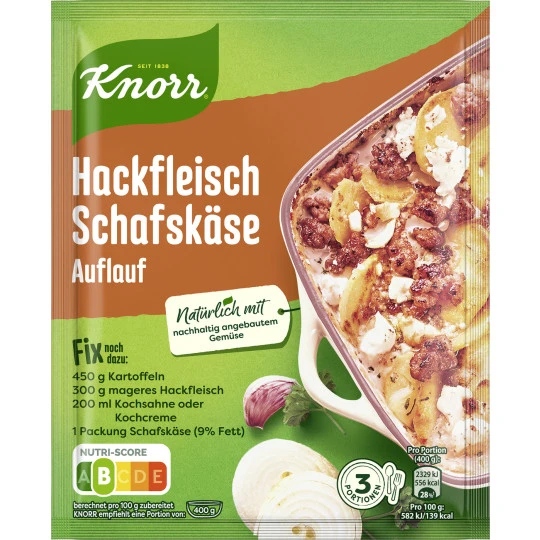 Knorr Fix Hackfleisch Schafskäse-Auflauf 43G 1 Knorr Fix Hackfleisch Schafskäse-Auflauf 43G