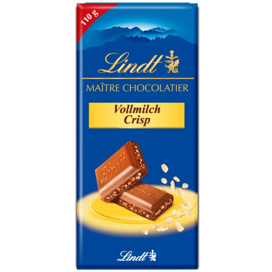 Lindt Maitre Chocolatier Vollmilch Crisp 110G 1 Lindt Maitre Chocolatier Vollmilch Crisp 110G