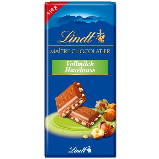 Lindt Maitre Chocolatier Vollmilch Haselnuss 110G 1 Lindt Maitre Chocolatier Vollmilch Haselnuss 110G